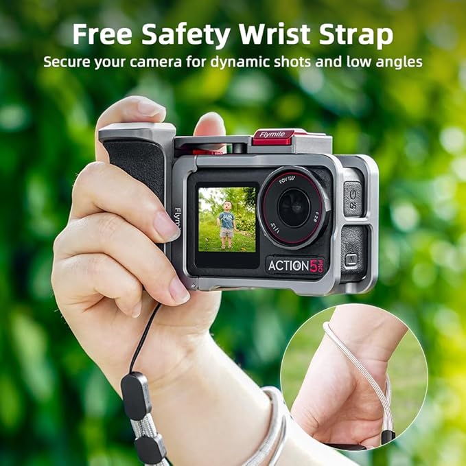 BRDRC Grip Kit for DJI Action 5 Pro 4 3 (with Cage), Handle Holder Bundle Expansion Mount with Shutter Button, Quick Release, Cold Shoe for DJI Osmo Action 5 Pro 4 3 Accessories