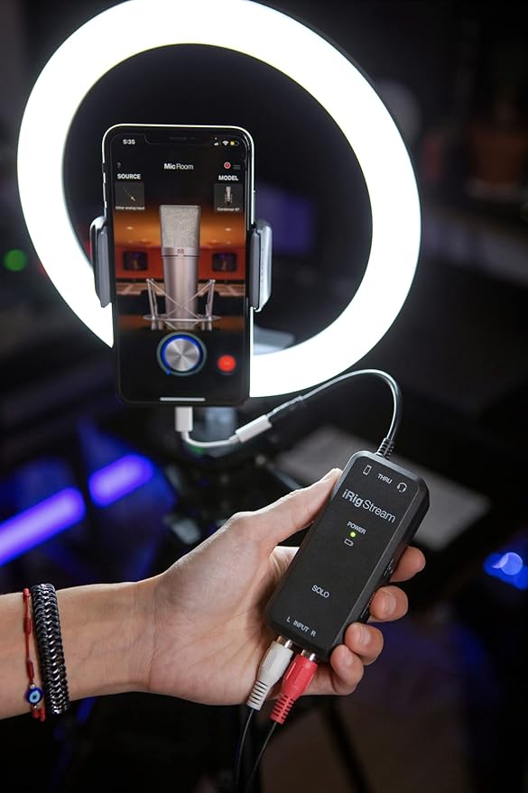 IK Multimedia iRig Stream SOLO audio interface for iOS & Android devices, iPhone, iPad, with 1/8" TRRS jack & 2 RCA, connects directly to mixers & Dj decks