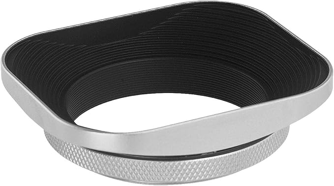 Haoge LH-EW2 49mm Square Metal Screw-in Lens Hood with Cap for 49mm Canon Nikon Sony Leica Voigtlander Nikkor Panasonic Pentax Contax Olympus Lens and Other Lens with 49mm Filter Thread Silver