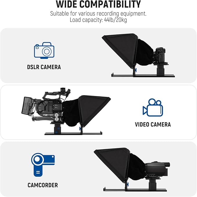 NEEWER Teleprompter X16 with RT113 Remote & App Control, 16" Beamsplitter, Aluminum Alloy Foldable Design, QR Plate Compatible with 501PL iPad Android Tablet Camera Camcorder Up to 44lb/20kg