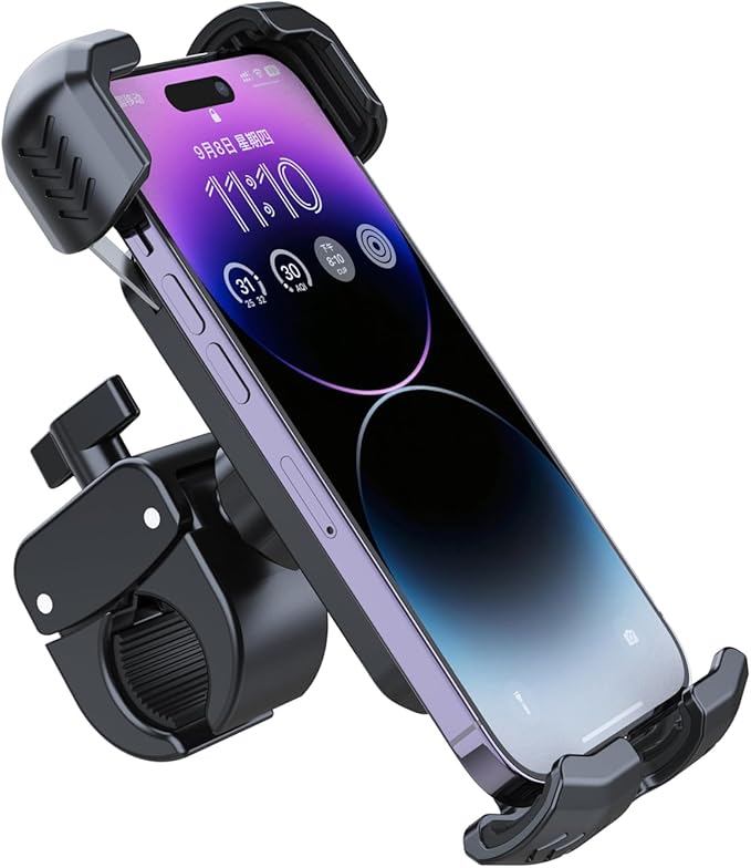 Bicycle Phone Holder,Bike Cell Phone Holder for iPhone 16 15 14 13, Galaxy S24 S23 & 4.5-7" SmartPhone,360° Rotatable Handlebar Phone Mount for Scooter ATV Road Mountain Bike Golf Car Navigation