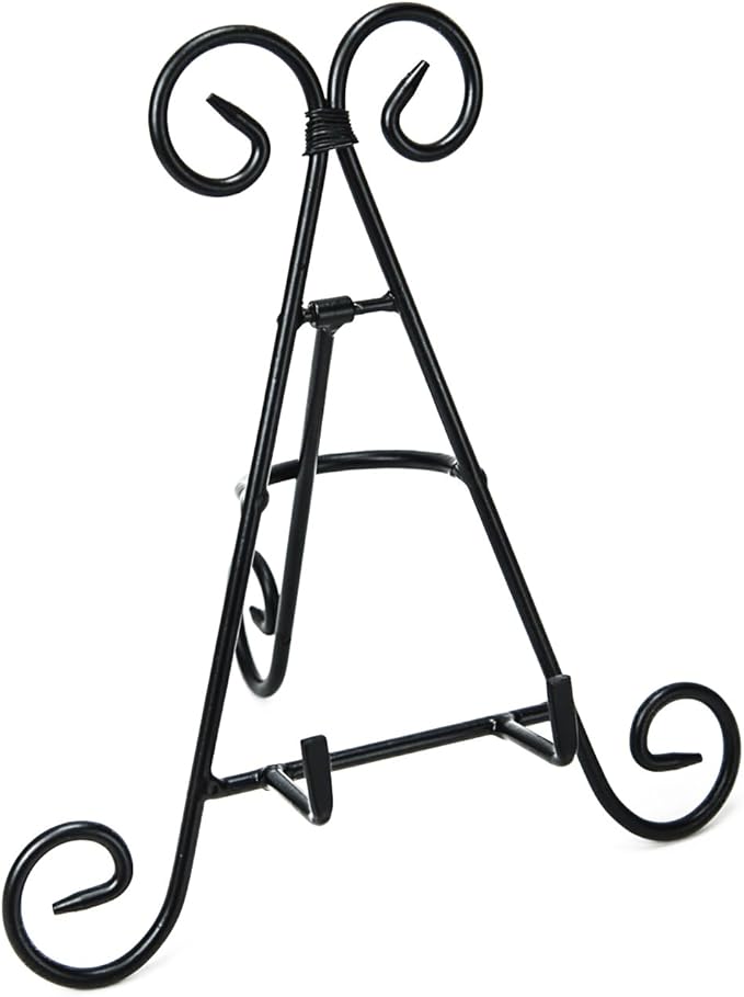 Super Z Outlet Tall Black Iron Curve Design Adjustable Display Stand for Photo Picture Albums, Home Decoration, Fine China Plates, Arts & Crafts Showcase (12")
