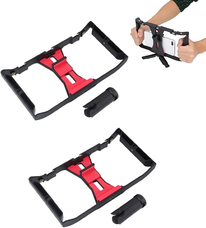 Smartphone Video Rig, 2Pcs Filmmaking Vlogging Case Phone Stabilizer Tripod Mount Dual Hanlde Smartphone Stabilizer Grip