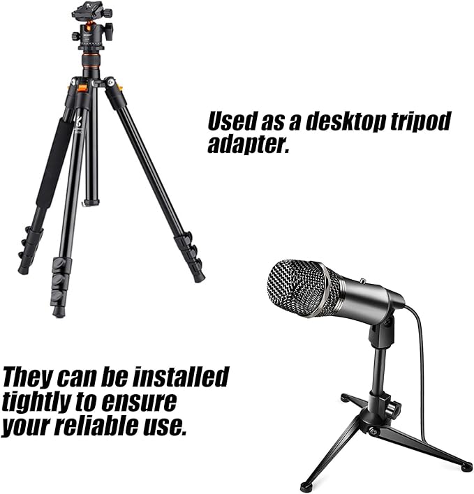 4pcs Mic Stand Adapter, 4 Types Mic Screw 1/4 Male to 3/8 Female Adapter Camera Mic Mount Adapter Microphone Stand Adapter Tripod Screw Adapter Accessories for Microphone Stand, black, 19010