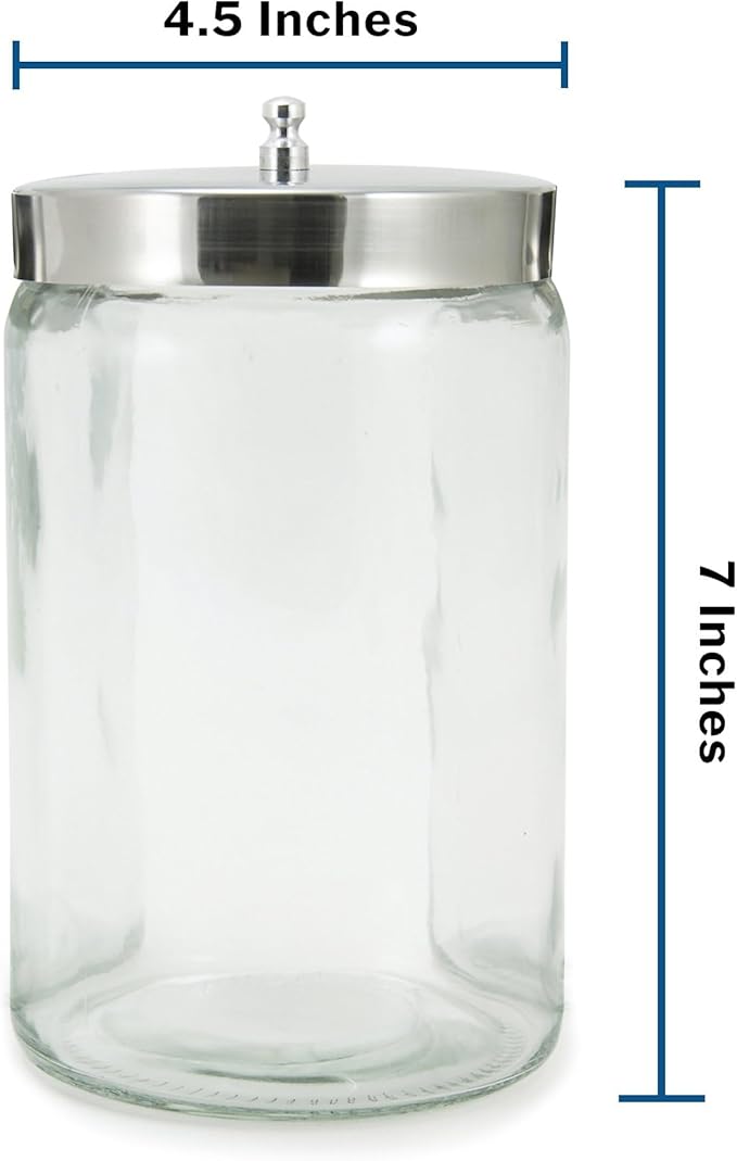 McKesson Sundry Glass Jar, Stainless Steel Lid, Unlabeled, 4 1/4 in x 7 in, 6 Count