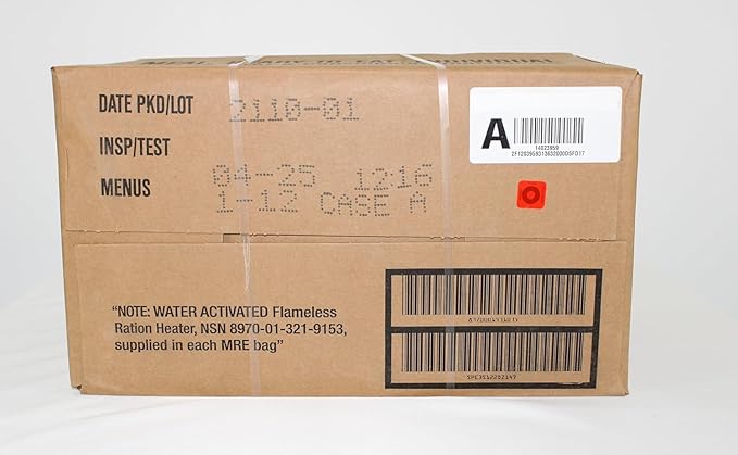 MRE Meals Ready to Eat, Inspection 2025, 2026 Emergency Food Supply, Survival Camping Outdoor 12 Pack(Random Case (A or B), 1 Count)
