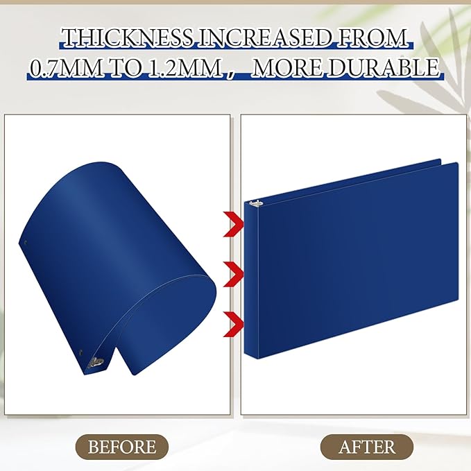 Humyoun 4 Pcs 11 x 17 Inch 3 Ring Binders 2 Inch Rings Heavy Duty View Plastic Flexible D Ring Binders Economy Holds 11" x 17" Paper for Artwork Blueprints, Office, Home, Work Places(Blue)