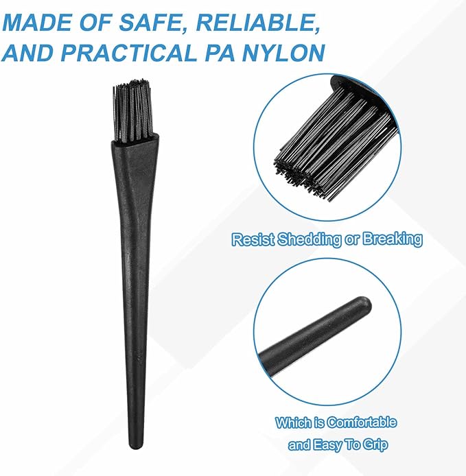 HARFINGTON 4pcs Antistatic Brush 20x15mm Portable PP Handle Nylon Anti Static Cleaning ESD Brushes for Electronics Computer Keyboard, Black