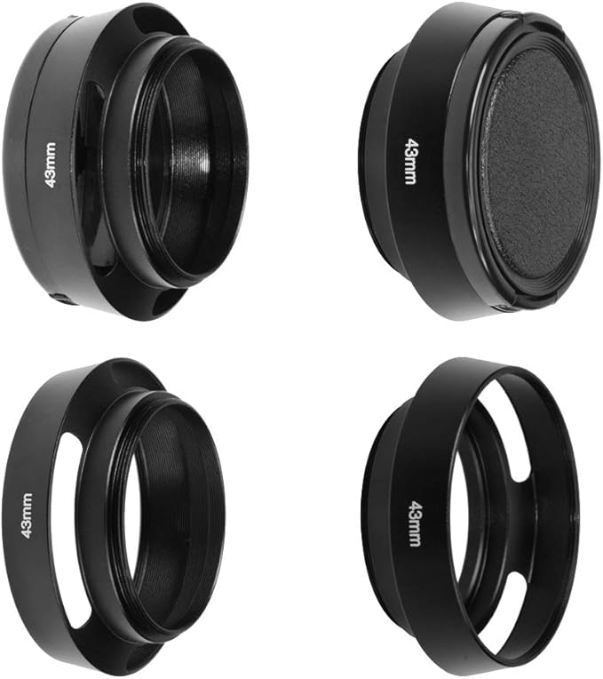 SIOTI 43mm Lens Hood, Oxidation Matte Anti Reflective Treatment, Aluminum Alloy, with 1 * 52mm Lens Cap, Compatible with Sony/Canon/Nikon/Fuji etc >40mm Camera Lens