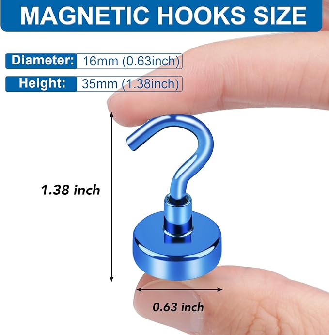 LOVIMAG Cruise Essentials, 30lbs Cruise Door Magnets, Blue Magnetic Hooks for Cruise Cabins, Magnetic Hooks for Hanging, Refrigerator, -12 Pack