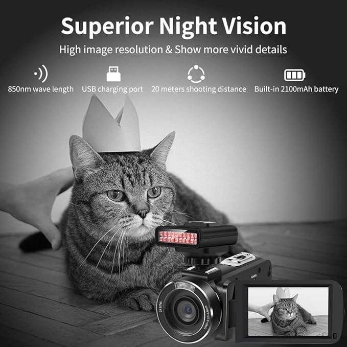 Ordro LN-3 IR Night Vision Light for Enhancing Camera Night Shooting Visibility, 1/4 Hot Shoe Compatible DSLR/Ordro Camera, 850nm IR Light USB Rechargeable IR Photography Light (Ghost Hunting Device)
