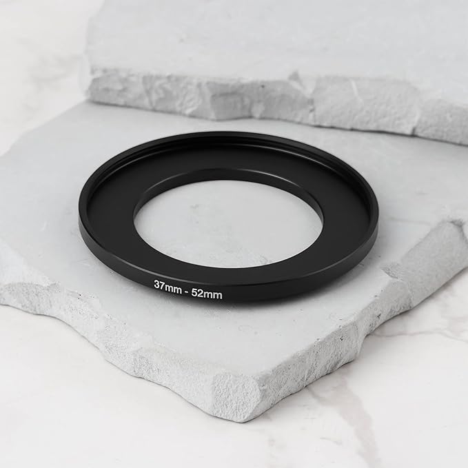 2pcs Step Up Camera Filter Adapter Ring Aluminum Alloy 37mm to 52mm Thread 0.75mm Compatible with Filter Adapter Lens Hood Lens Cap