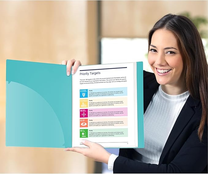 Dunwell Presentation Binder 12-Pocket, Displays 24 Pages, 8.5x11 Portfolio Binder with Plastic Sleeves, Storage and Organizer for Documents, Certificates, Projects, Photos (Aqua)