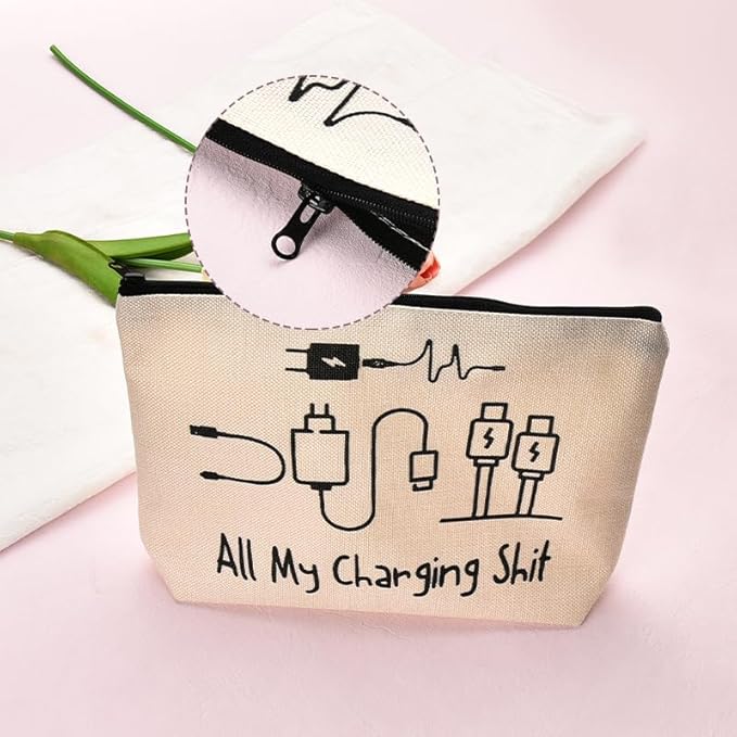 ShiQiao Spl Charging Cable Organiser Bag for Travel Backpack Accessories Funny Makeup Bag Gifts for Women Men Birthday Christmas Gift for Daughter Friend Charger Organiser with Zipper Toiletry Pouch