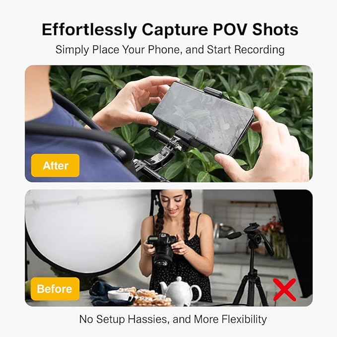 Neck Mount for Phones, Hands Free POV/Vlog Filming, Neck Cell Phone Holder for Recording Cooking Riding Outdoor, Content Creator Essentials Compatible with iPhone Android Smartphones (Gray)