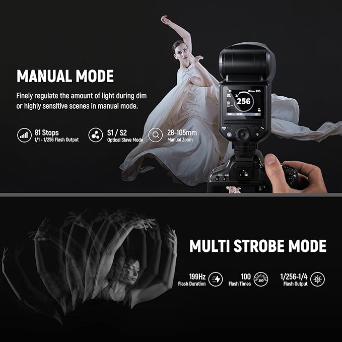 NEEWER Z2-N 2.4G TTL Round Head Flash Speedlite Compatible with Nikon, 76Ws Speedlight with Upgraded UI, Modeling Lamps, TTL/M Quick TCM Switch, 1/8000s HSS, 2600mAh Battery, Cleaning Cloth