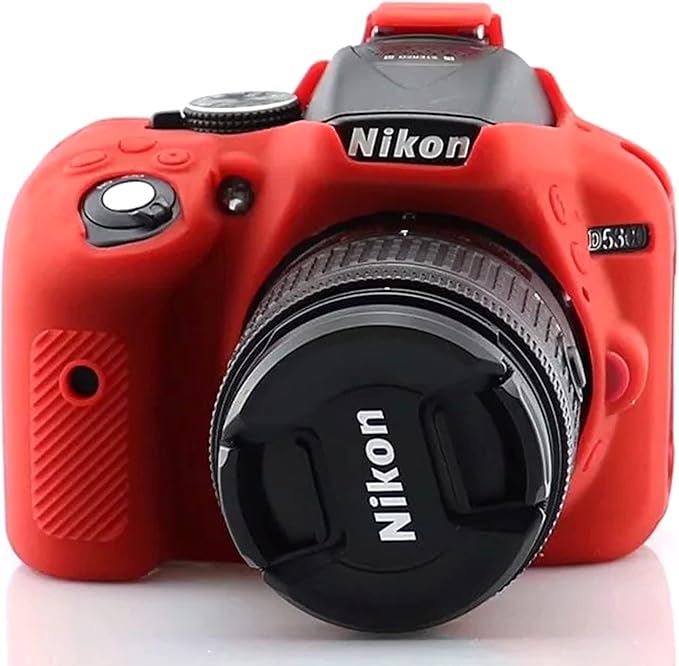 Professional Secure Silicone Camera Case Cover Housing Body Skin for Nikon D5300 Digital SLR Camera (Red)
