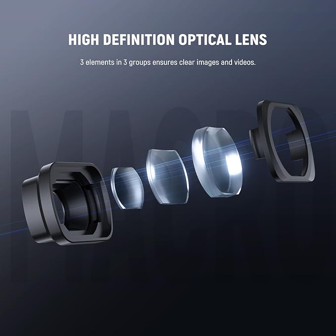 NEEWER 2X Macro Lens for Pocket 3, Magnetic Close Up Macro Photography Lens, 3 Elements in 3 Groups Multicoated HD Optical Glass, Compatible with DJI Osmo Pocket 3, Do Not Stack Filters, LS-64