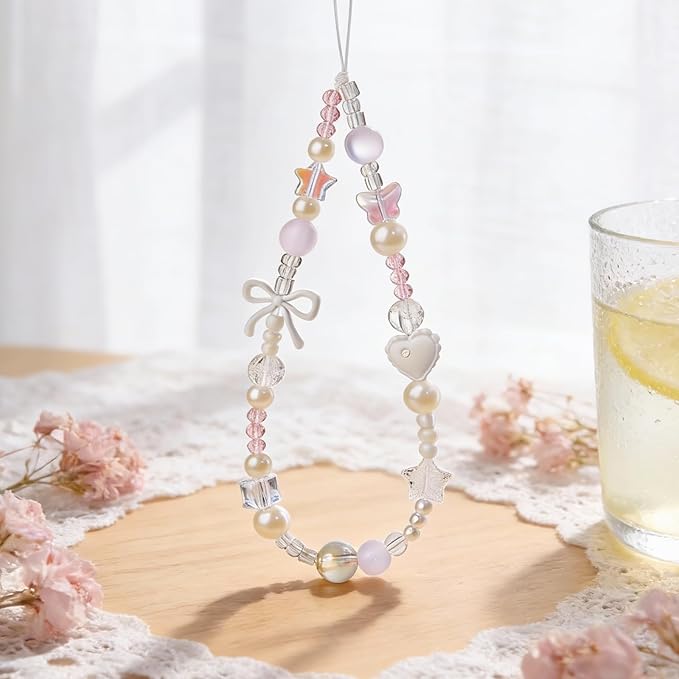 Beaded Camera Wrist Strap Cute Digital Camera Charm Lanyard Phone Charms Strap Beaded Camera Chain for Phone Bag Keychain
