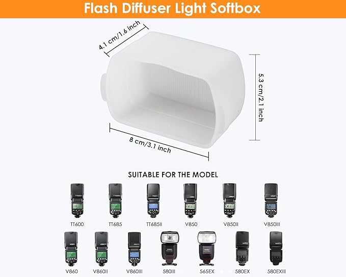 DS. DISTINCTIVE STYLE 3-Pack Flash Diffuser for Speedlight Light Diffuser Softbox Compatible with Godox V1 TT600 V850II V860II TT685 Yongnuo YN560III 568EX 568EXII 565EX Canon 580EXII 580EX