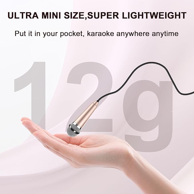 USB C Mini Microphone Karaoke, Portable ASMR Microphone for Android Phone/iPhone 15/Laptop/Mac, Wired Mic for Voice Recording, Singing, Interviews, Vlogs, YouTube, TIK Tok (Rose Gold)