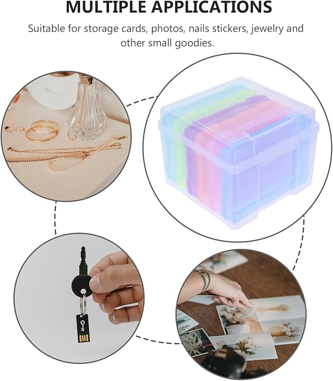 Mikinona Multifunctional Photo Classified Box Plastic Storage Case for Cards Jewelry Stickers Organizer for Photos and Small Items Portable