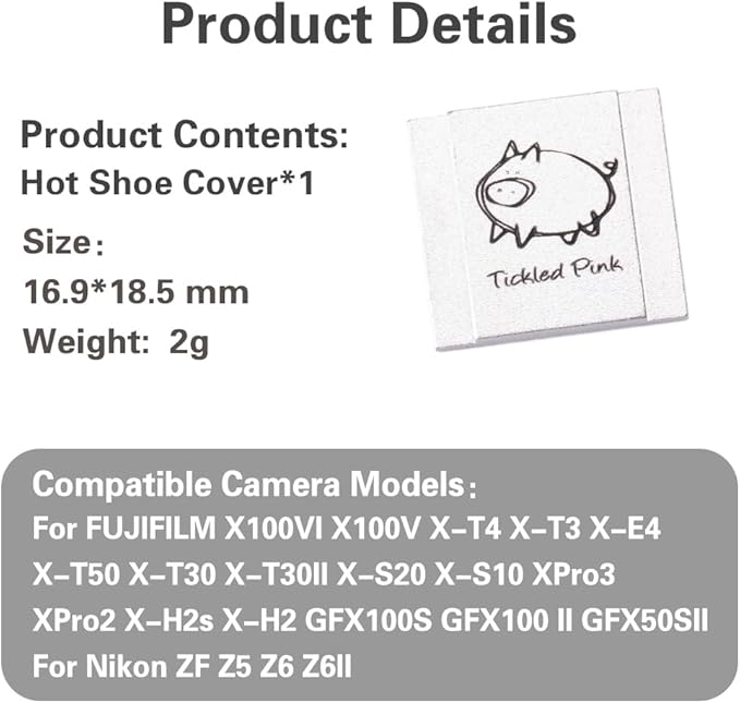 Camera Metal Hot Shoe Cover Protector Cap Cute Compatible for Fujifilm X100VI X100V X-M5 X-E5 X-T4 X-T3 for Leica Q Q3 (Piglet)