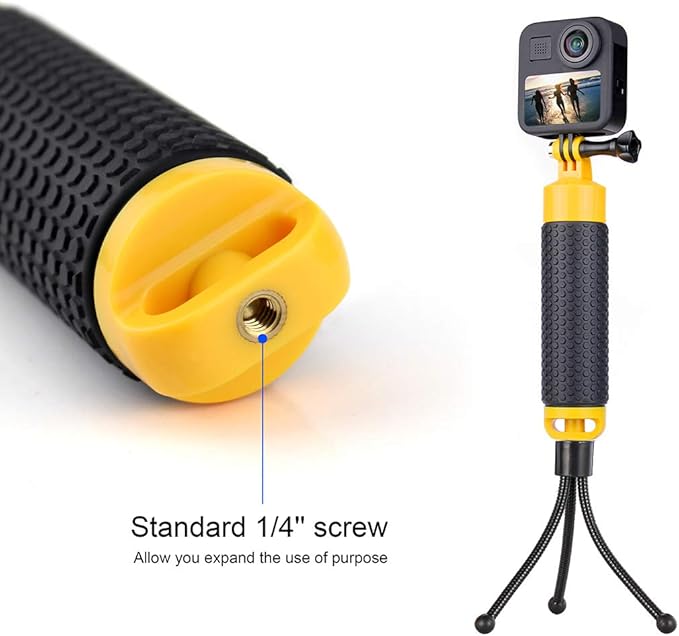 GEPULY Floating Hand Grip with Mini Tripod Stand Waterproof Stick Pole for Insta 360 GoPro Hero 13 12 11 10 9, AKASO DJI Action 6 Handle Mount Accessories for Action Camera Underwater Monopod