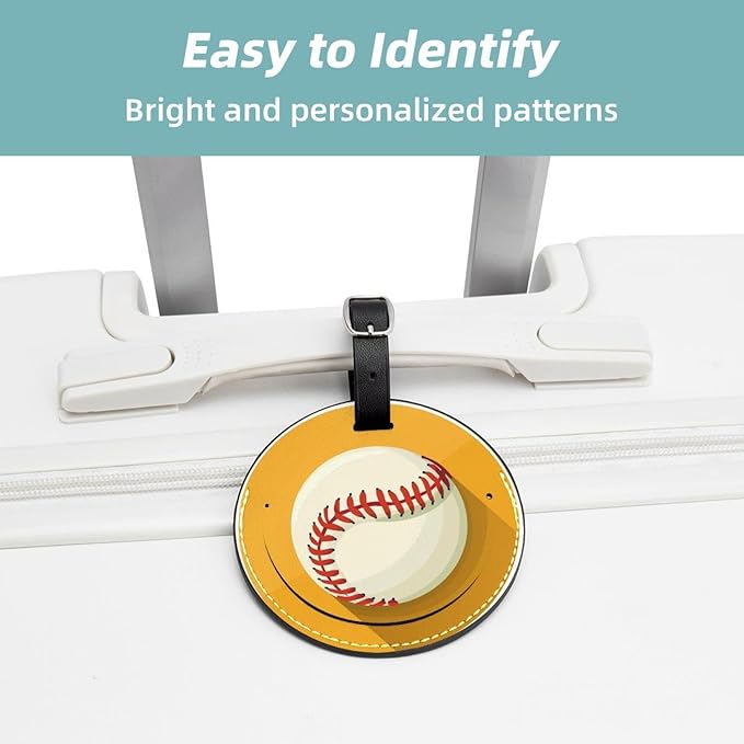 2 Pack Baseball Ball Background Luggage Tags for Suitcase, Luggage Tag with ID Privacy Cover for Suitcase Travel Bag