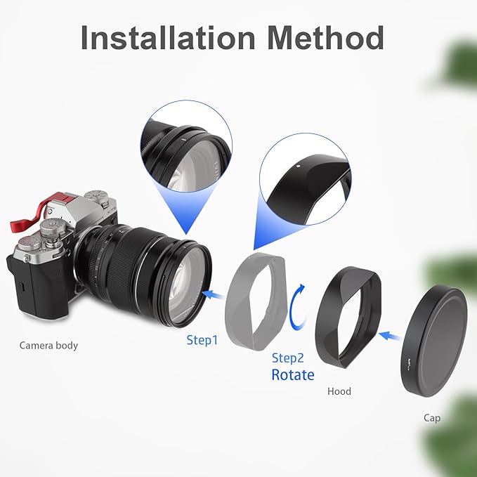 Haoge LH-X165 Square Metal Lens Hood Shade with Metal Cap for Fujifilm Fuji Fujinon XF XF16-55mm F2.8 R LM WR Lens xf 16-55mm/f2.8