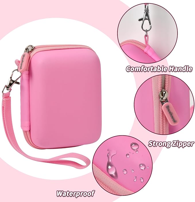 Digital Camera Case Compatible with CAMKORY/ for Lecnippy/ for Lecran/ for KODAK PIXPRO/ for Qumcou/ for WONNIE Point & Shoot Cameras, Small Compact Camera Pouch for SD Card Accessories -Light Pink