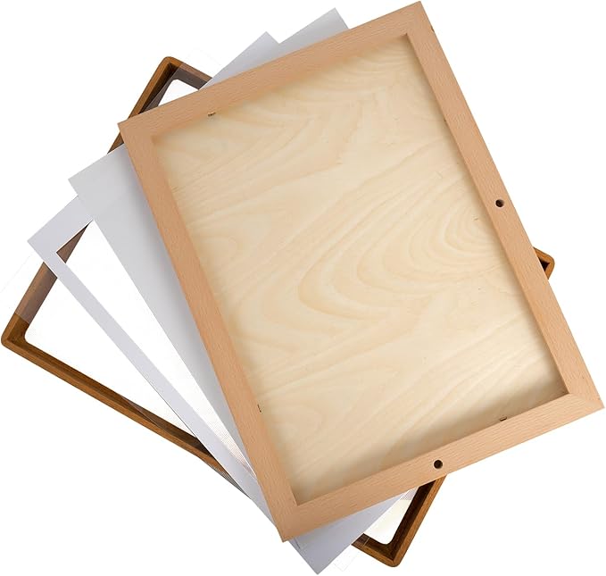 Natural Wood Photo Frames Inspired Tabletop Picture Frame with Mat, Vertical or Horizontal Display (Teak, 12x16 matted to 8.5x11)