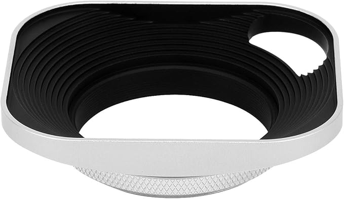 Haoge LH-S43P 43mm Square Metal Screw-in Lens Hood Hollow Out Designed with Cap for Leica Rangefinder Camera with 43mm E43 Filter Thread Lens Silver