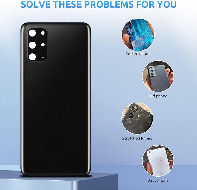 Back Glass Replacement for Samsung Galaxy S20+ Plus SM-G985 G986 Back Cover Rear Housing with Camera Lens + Repair Tool Kit Genuine Rear Glass (Blue)
