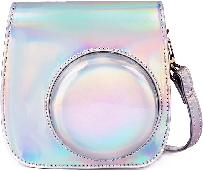 Phetium Instant mini 12 Camera Protective Case Compatible with Instax Mini 12 11,PU Leather Bag with Pocket and Adjustable Shoulder Strap (Magic Silver)
