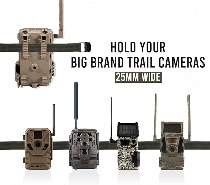 upperosey Trail Camera Straps 8 Packs, Game Cam Mounting Straps w/Durable Alloy Buckle, 6 ft. Long Nylon Utility Strap for Hanging Deer Camera, 25mm Width (Brown)