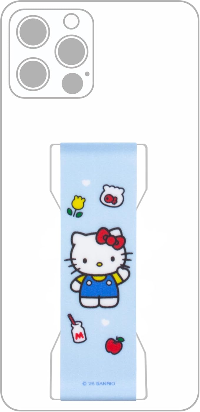 Hello Kitty on White Base - Magnetic Phone Grip with Kickstand – Silicone Phone Strap for Smartphones & Tablets