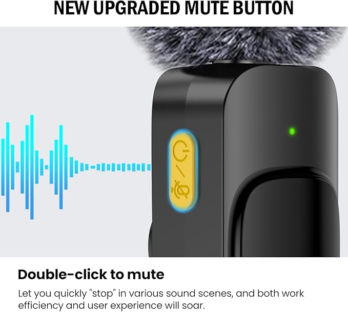 2-Pack Wireless Lavalier Mini Microphone for iPhone, Android, Active Noise Cancellation, Magnetic Lapel Microphone for TikTok, YouTube, Video Vlog, Interviews, Live Streaming (2-in-1 RX)