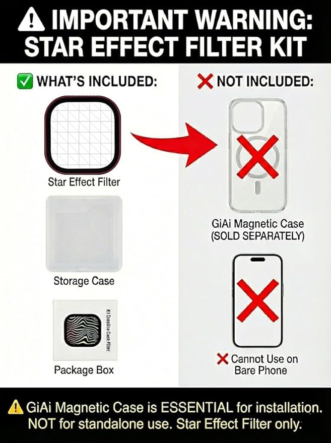 Star Filter 6 Points Starburst for iPhone 17 Pro/PRO MAX,Cell Phone Camera Lens Special Effects Filter (Requires GiAi Magnetic Case - Sold SEPAR)