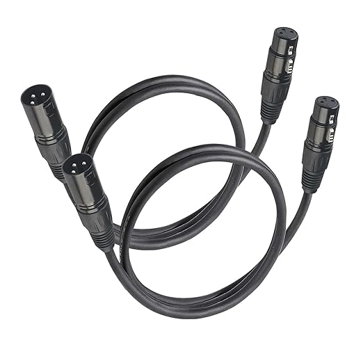 XLR Cables, DMX Cable Male to Female (2Pack), XLR Microphone Cable 4ft/1.2m, Light DMX Terminator 3 Pin Connector