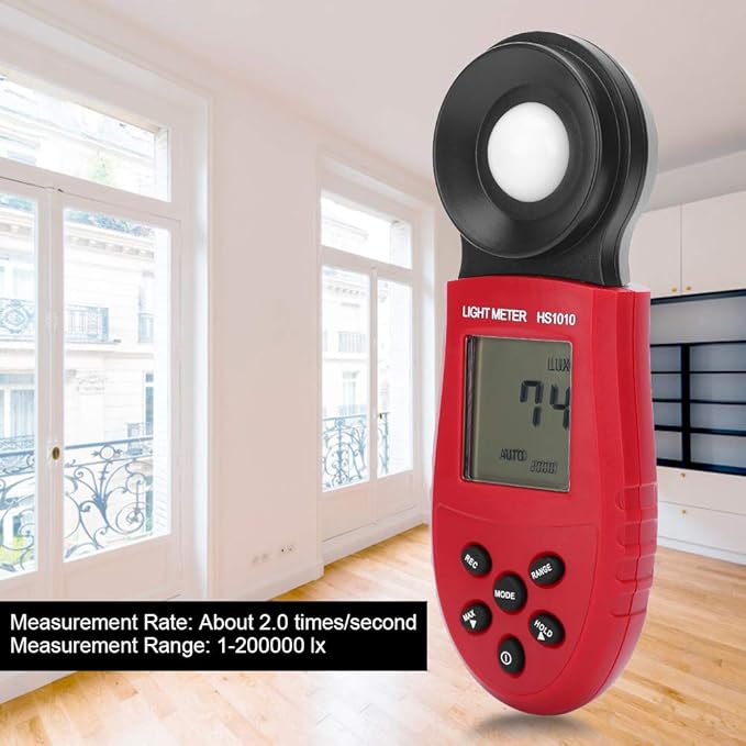 Digital Lux Meter Light Meter Handheld Illuminance Tester for Indoor Lighting Plants Photography Home and Office Use