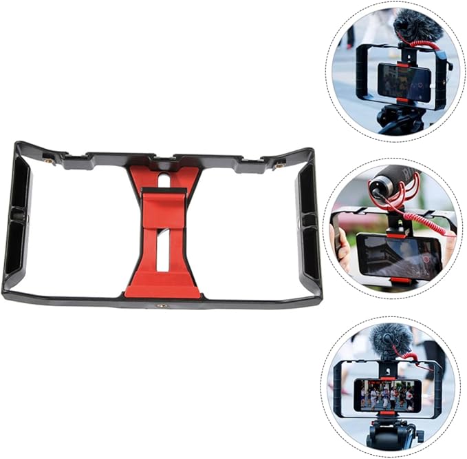 NUOBESTY Portable Phone Bracket Video Rig with Cold Shoe Mounts Threads Hand Held Smartphone Video Holder for Photography and Vlogging Compatible with Smartphones