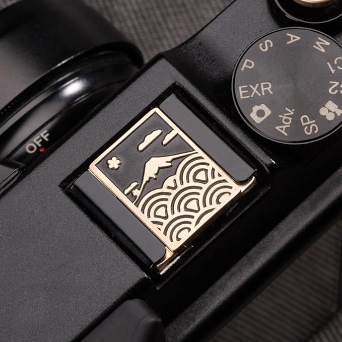 DBZZ Wave Pattern Camera hot Shoe Cover Camera Shutter Button for Fujifilm X-T50 X-S20 X-S10 X-T4 XT30 for Nikon Z6iii Z7 Z30 Z50 ZF (Brass YH Cover)