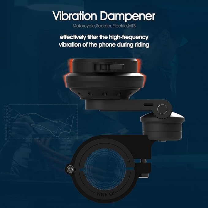 Motorcycle Phone Mount,Bike Cell Phone Holder with Vibration Dampener module,Out Front Bicycle Handlebar Mount for Mountain Road EBike,Scooter,Moto,MTB【Series C - 2nd Gen】Angle Adjustment Edition