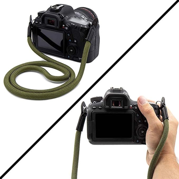 Camera Strap Vintage 100cm Nylon Climbing Rope Camera Neck Shoulder Strap for Micro Single and DSLR Camera.(Army Green)