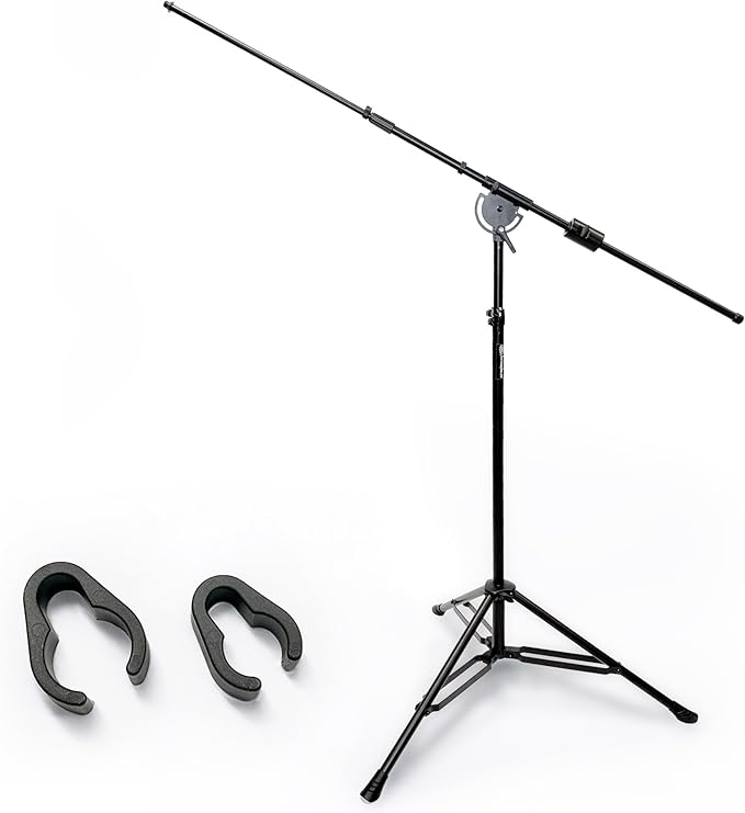 AxcessAbles AXCMB-T Heavy Duty Microphone Boom Stand with Weighted Tripod Base | 80.5-inch Height Overhead Mic Stand | 65.5-Inch Boom Arm Stand | Shotgun Video Mic Stand | All Metal Construction
