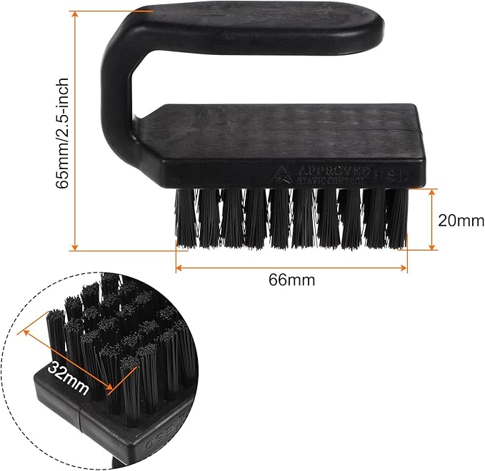 HARFINGTON 3pcs Anti-Static Cleaning Brush U Shape Handle 20x32mm PV Plastic Conductive Bristles Anti Static ESD Brushes for Clean PCB Laptop Keyboard Fan, Etc