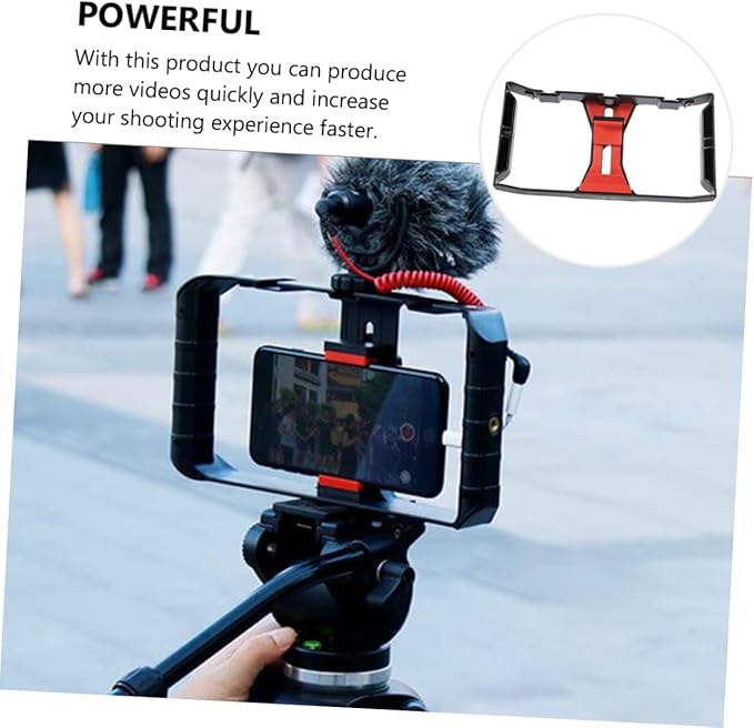 Smartphone Radio Rig Handheld Camera Holder for Filmmaking Vlogging and Live Streaming Portable Phone Bracket Compatible with Smartphones for and Black Red