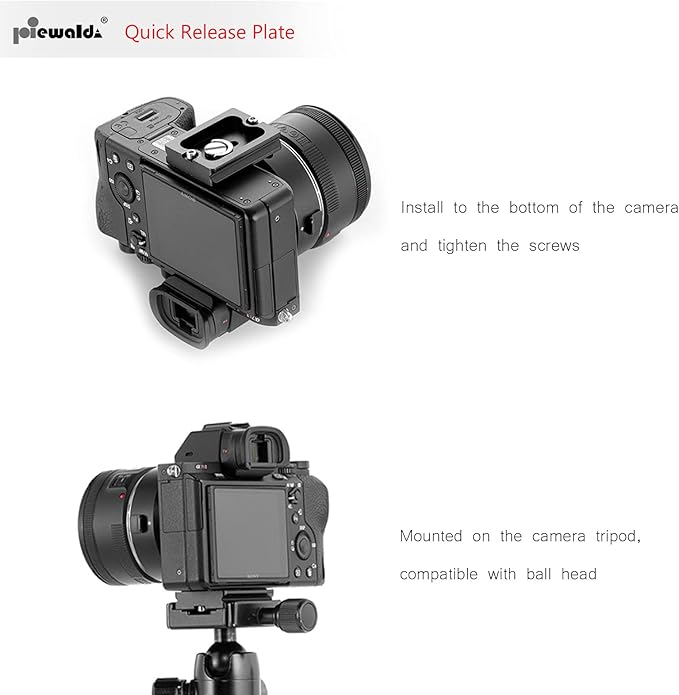 Aluminum Metal Quick Release Plate with 1/4" D-Ring Screw/Slotted Screw and 3/8" to 1/4" Mount Screw Adapter, Tripod Mounting Plate Fits Arca-Swiss for SLR Camera Tripod Ball Head (PU-40)