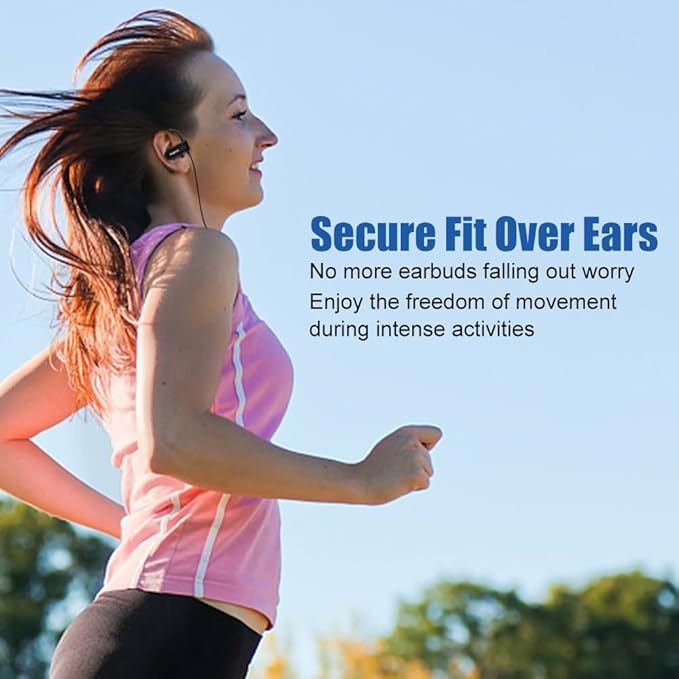 Wired Over The Ear Earbuds with Microphone Volume Control Ear Hook and Case, Sweatproof Sport Earphones for Running Exercise Gym Workout, Wrap Around Headphones for Cellphones, Laptop, Tablet
